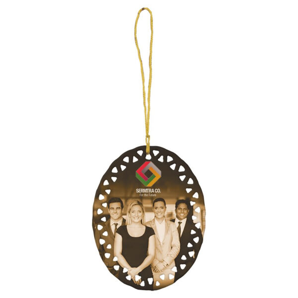 3 3/4" x 3" Sublimatable Oval Doily Ceramic Ornament Thumbnail