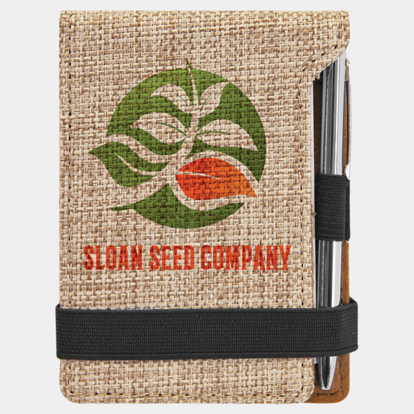 3 1/4" x 4 3/4" Sublimatable Burlap Mini Notepad with Pen Thumbnail