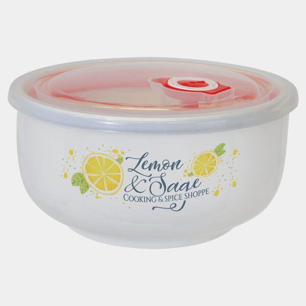 3" x 5.7" Ceramic Storage Bowl with Flexible Plastic Lid Thumbnail