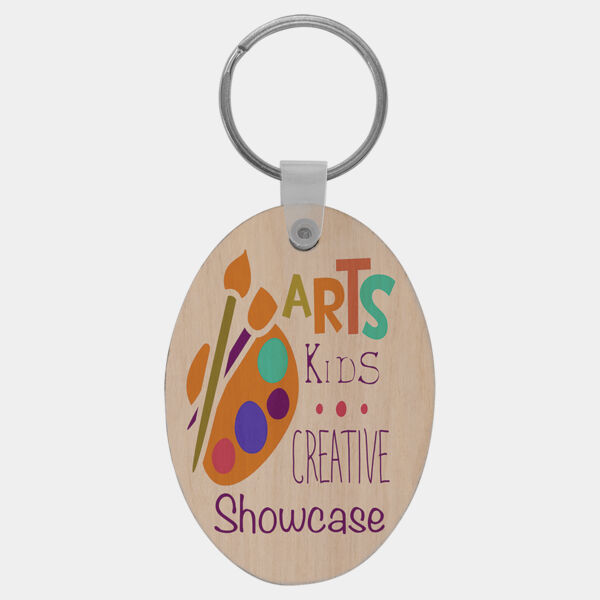 2 5/8" x 1 7/8" Oval Sublimatable Wood Keychain Thumbnail