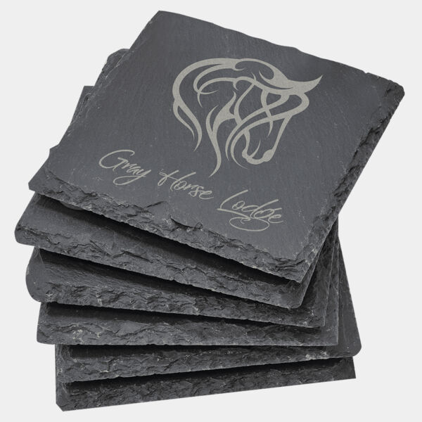 4" x 4" Square Slate Coaster Set-6 Piece Thumbnail