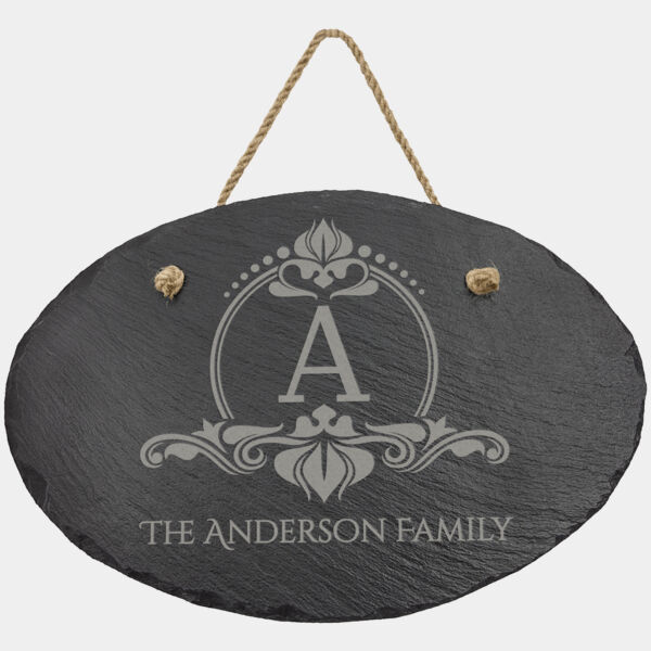 11 3/4" x 7 3/4" Oval Slate Decor with Hanger String Thumbnail