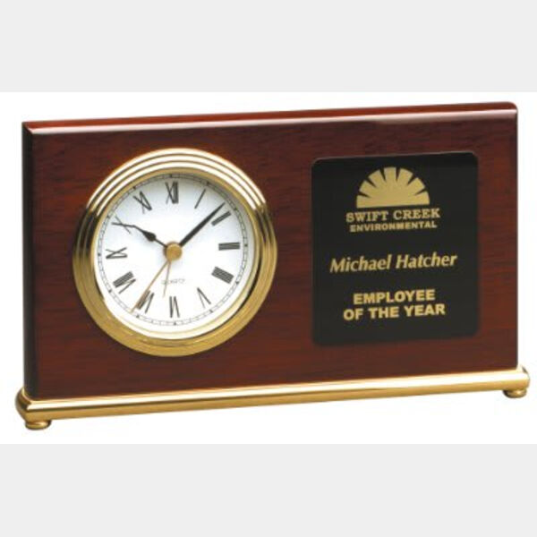 7 1/2" x 4" Piano Finish Horizontal Desk Clock Thumbnail