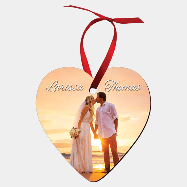 3.25" x 3.25" Gloss Unisub Hardboard Heart Ornament, 2-Sided w/ Ribbon Thumbnail