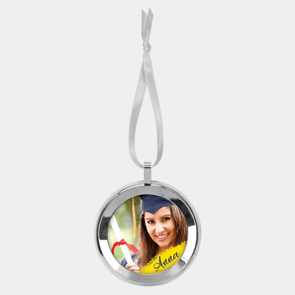 3" Diameter Metal Ornament with Ribbon Thumbnail