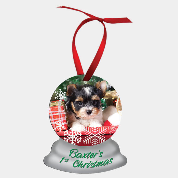 3.75" x 3" 2 Sided Gloss Aluminum Snow Globe Ornament Thumbnail