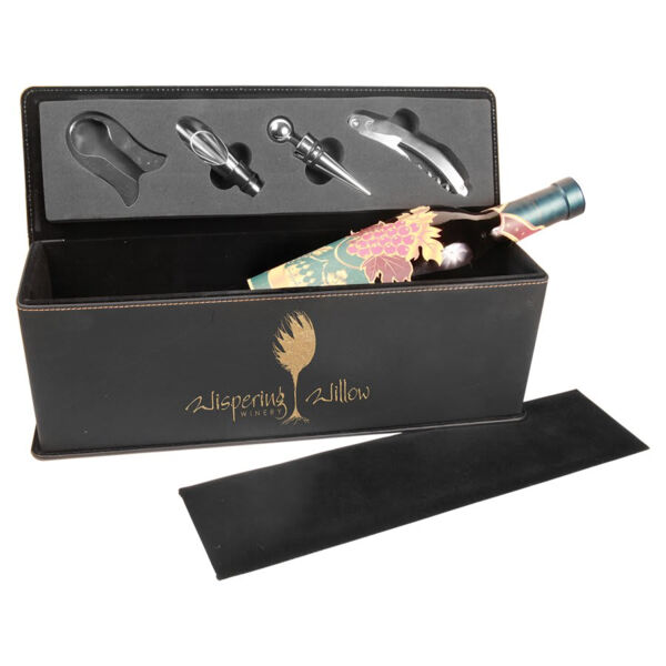 Laserable Leatherette Single Wine Box with Tools Thumbnail
