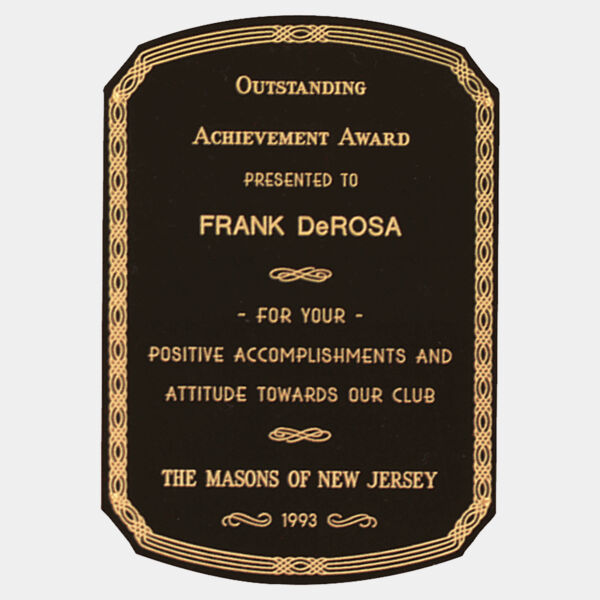 3 5/8" x 5 5/8" Laserable Brass Clip Corner Radius Top and Bottom Plate with Design Border Thumbnail