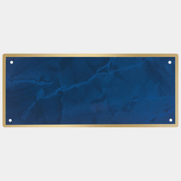3 1/2" x 10 1/8" Sapphire Marble Plate with Border, Four Holes, and Round Corners Thumbnail