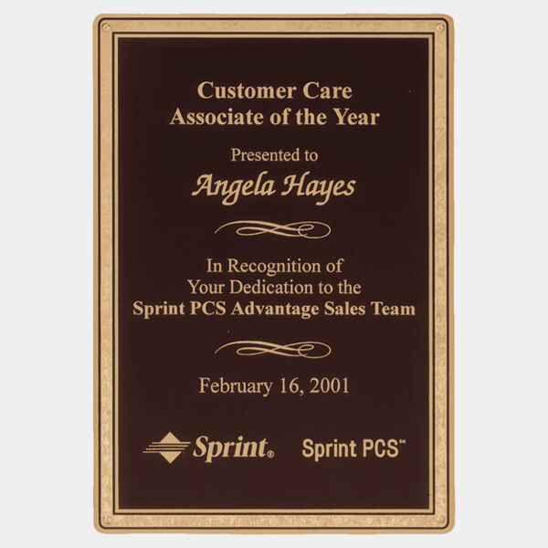 4 7/8" x 6 7/8" Laser Engravable Polished Brass Plated Steel with Florentine Border and Four Holes Thumbnail