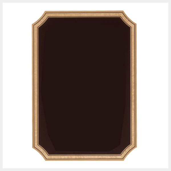 7" x 10" Polished Brass Plated Steel Plate with Four Holes, Notched Corners, and Florentine Border Thumbnail