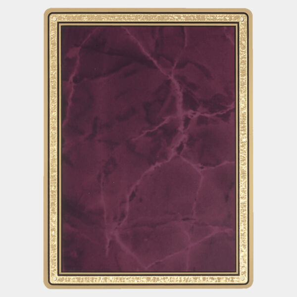 6 7/8" x 9 7/8" Ruby Marble Brass Plated Steel Plate with Florentine Border and Four Holes Thumbnail