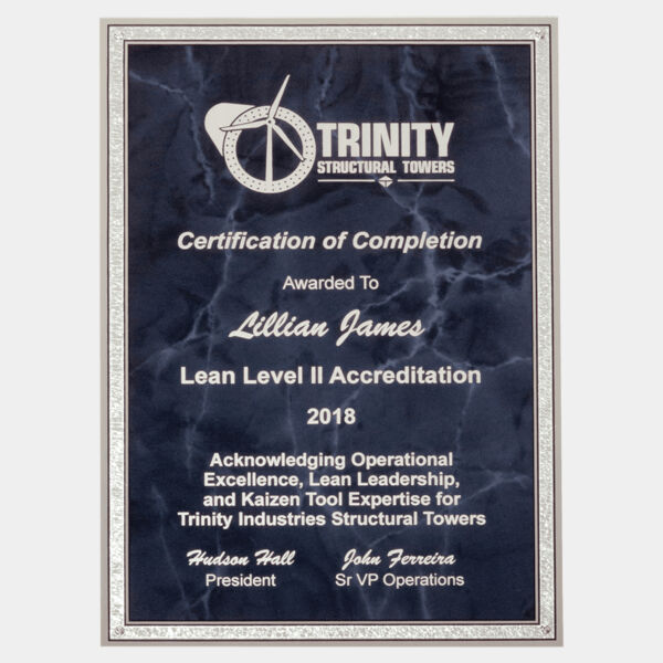 5 1/4" x 7 1/4" Marble Laserable Aluminum Plate with Border Thumbnail