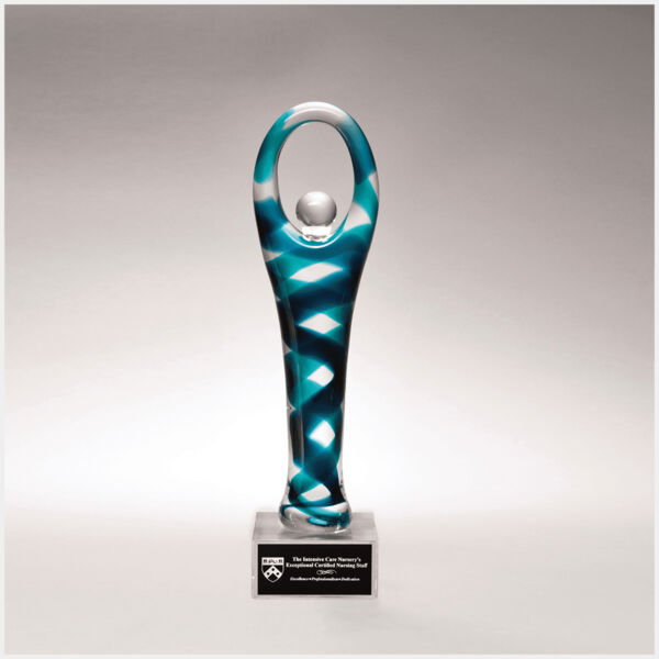 12 1/4" Victory Art Glass on Glass Base with Laserable Aluminum Plate Thumbnail