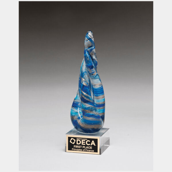 8 3/4" Twist & Art Glass with Metallic Accent on Glass Base and Laser Aluminum Plate Thumbnail